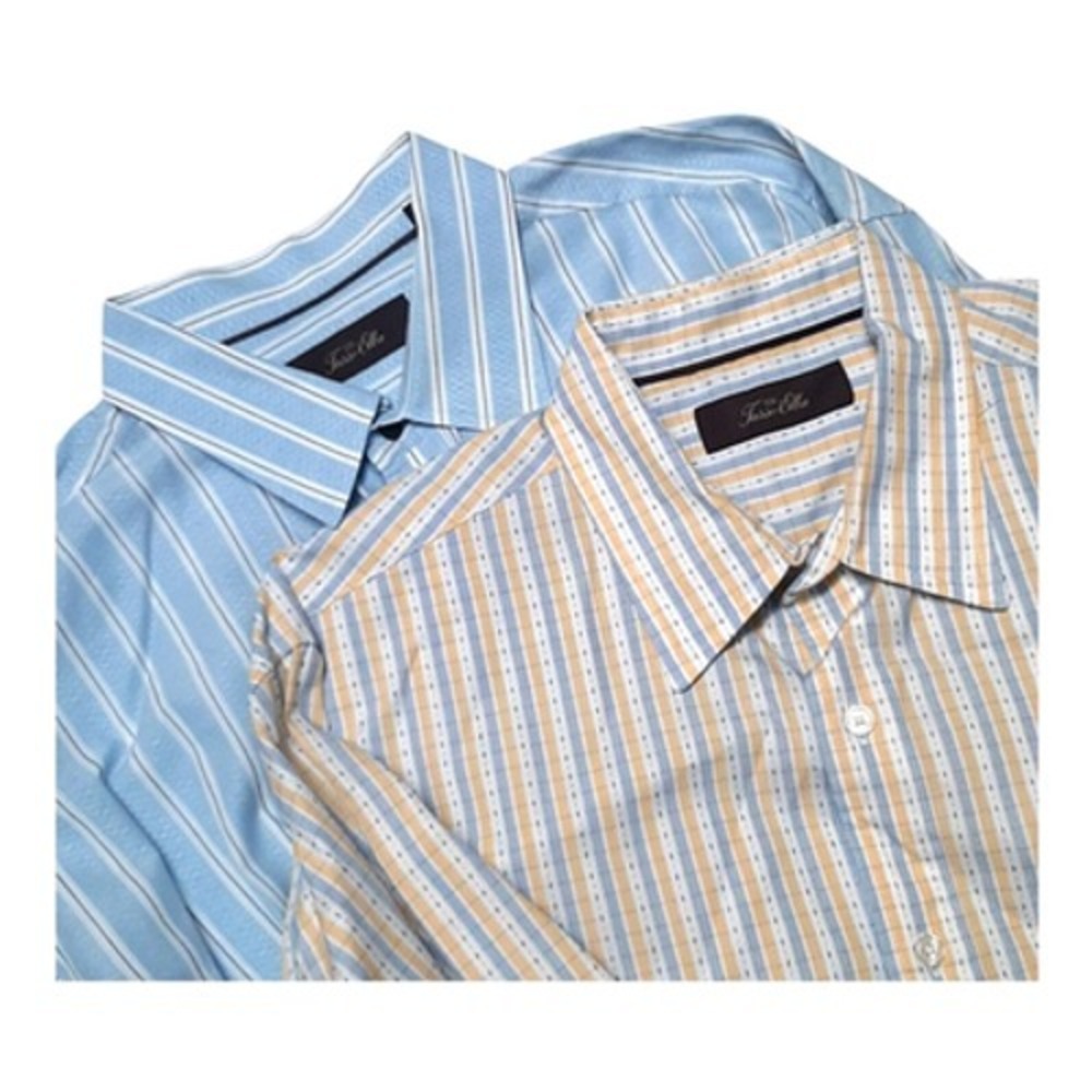 Tasso Elba Dress Shirts Mens Size XL Lot of 2 striped geometric pattern